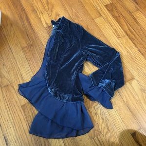 Anama velvet ruffle blazer